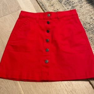 J crew red button down mini skirt sz 00
